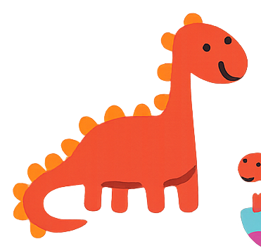 Červený usmiaty dinosaurus
